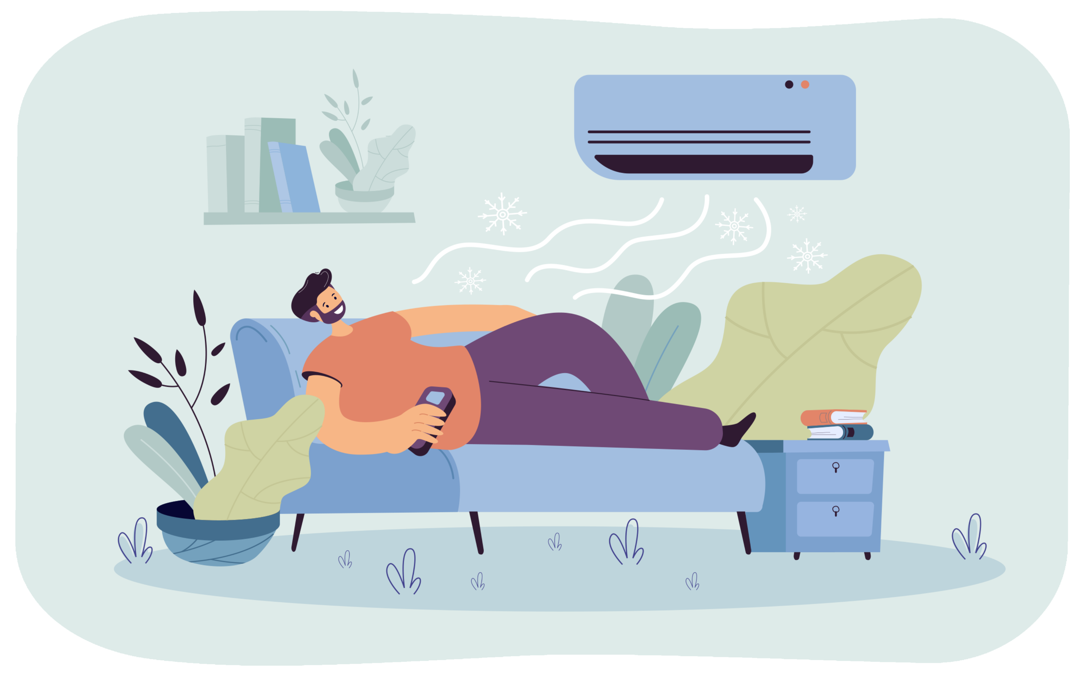 Man sitting beneath AC unit